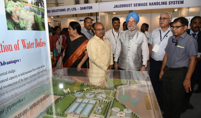 The Union Minister for Social Justice and Empowerment, Shri Thaawar Chand Gehlot visiting after inaugurating the National Workshop Cum-Exhibition on Sustainable Sanitation, jointly organised by the Ministry of Social Justice & Empowerment and Ministry of Housing & Urban Affairs, in New Delhi on August 19, 2019. The Minister of State for Housing & Urban Affairs, Civil Aviation (Independent Charge) and Commerce & Industry, Shri Hardeep Singh Puri and the Secretary, Ministry of Housing and Urban Affairs, Shri Durga Shanker Mishra are also seen.