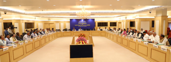 The Union Home Minister, Shri Amit Shah chairing a review meeting on security issues with the Chief Ministers of Left Wing Extremism (LWE) affected states, in New Delhi on August 26, 2019.