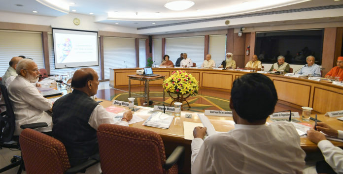 The Prime Minister, Shri Narendra Modi chairing a meeting of the Executive Committee (EC) for commemoration of 150th birth anniversary of Mahatma Gandhi, in New Delhi on August 30, 2019.