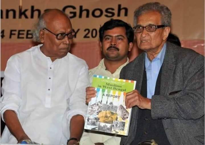 Faruque Ahamed with legends Sankhya Ghosh and Amartya Sen