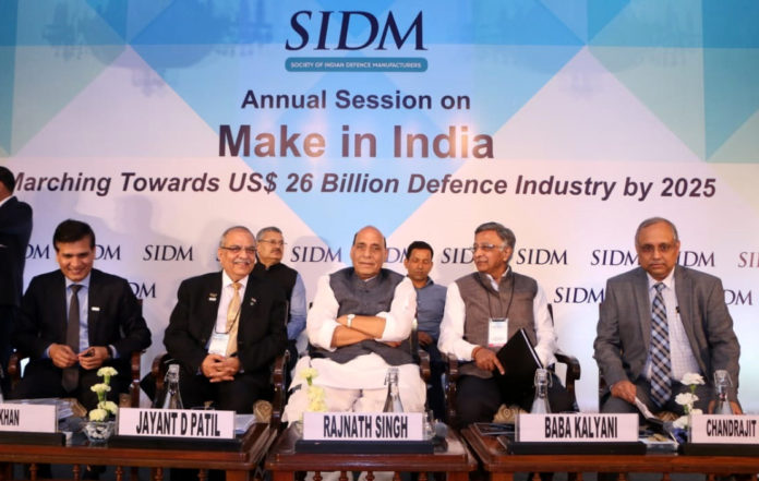 The Union Minister for Defence, Shri Rajnath Singh at the Society of Indian Defence Manufacturers (SIDM) Annual Session 2019 titled ‘Make in India: Marching towards US$ 26 Billion Defence Industry by 2025’, in New Delhi on September 17, 2019.