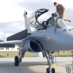 The Union Minister for Defence, Shri Rajnath Singh onboard newly inducted Rafale aircraft, in France on October 08, 2019.