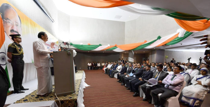 The Vice President, Shri M. Venkaiah Naidu addressing the gathering at the Indian Community reception, in Freetown, Sierra Leone on October 13, 2019.