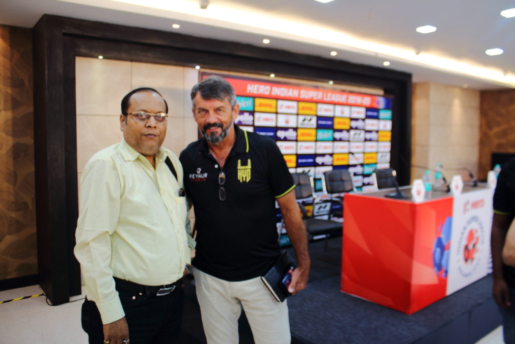 IBG News Chief Editor Suman Munshi with Hyderbad FC Coach Phil Brown