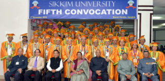 The President, Shri Ram Nath Kovind at the 5th convocation of Sikkim University, in Gangtok, Sikkim on November 03, 2019.