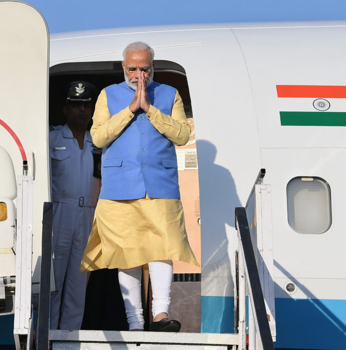 The Prime Minister, Shri Narendra Modi arrives in Amritsar to inaugurate the Integrated Check Post, at Kartarpur Corridor, on November 09, 2019.
