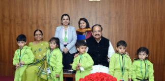 The Vice President, Shri M. Venkaiah Naidu interacting with the students from various school from across National Capital Region, Haryana, Uttar Pradesh and other Neighbouring states, on the occasion of Childrens Day, in New Delhi on November 14, 2019.