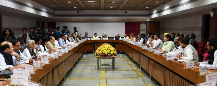 The Prime Minister, Shri Narendra Modi attending the All Parties Leaders Meet, in New Delhi on November 17, 2019.