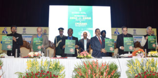 The Minister of State for Development of North Eastern Region (I/C), Prime Ministers Office, Personnel, Public Grievances & Pensions, Atomic Energy and Space, Dr. Jitendra Singh launching the integration of CPGRAMS Public Grievance Portal of Government of India and Awaaz-e-Awam Portal of Jammu & Kashmir at the inauguration of the two-day Conference on Ek Bharat Shreshta Bharat with focus on Jal Shakti and Disaster Management, organised by the Department of Administrative Reforms and Public Grievances (DARPG), Government of India, in collaboration with Governments of Tamil Nadu and Union Territory of Jammu & Kashmir, in Jammu on November 30, 2019. The Lieutenant Governor of Jammu and Kashmir, Shri G.C. Murmu, the J&K Chief Secretary, Shri B.V.R. Subrahmanyam and other dignitaries are also seen.