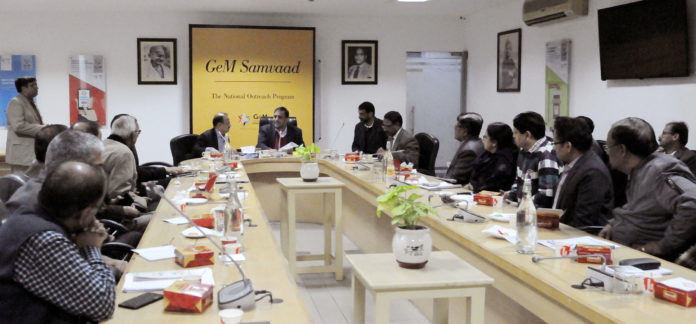 The Commerce Secretary, Dr. Anup Wadhawan addressing at the launch of the national outreach Programme, GeM Samvaad, in New Delhi on December 17, 2019.