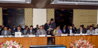 The Union Minister for Finance and Corporate Affairs, Smt. Nirmala Sitharaman chairing the 38th GST Council meeting, in New Delhi on December 18, 2019. The Minister of State for Finance and Corporate Affairs, Shri Anurag Singh Thakur is also seen.