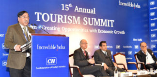 The Secretary, Ministry of Tourism, Shri Yogendra Tripathi addressing the CII 15th Annual Tourism Summit, in New Delhi on December 19, 2019.