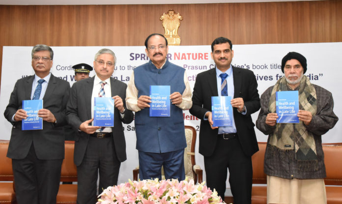 The Vice President, Shri M. Venkaiah Naidu releasing the book Health and Wellbeing in Late Life: Perspectives and Narratives from India, in New Delhi on December 21, 2019.