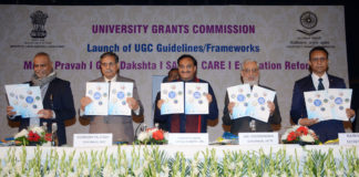 The Union Minister for Human Resource Development, Dr. Ramesh Pokhriyal Nishank launching the UGC Guidelines/Frameworks, in New Delhi on December 26, 2019.