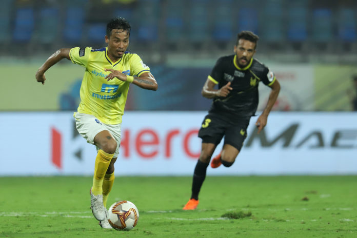 Seityasen Singh scored his maiden goal in Kerala Blasters FC colours during their Hero ISL clash against Hyderabad FC