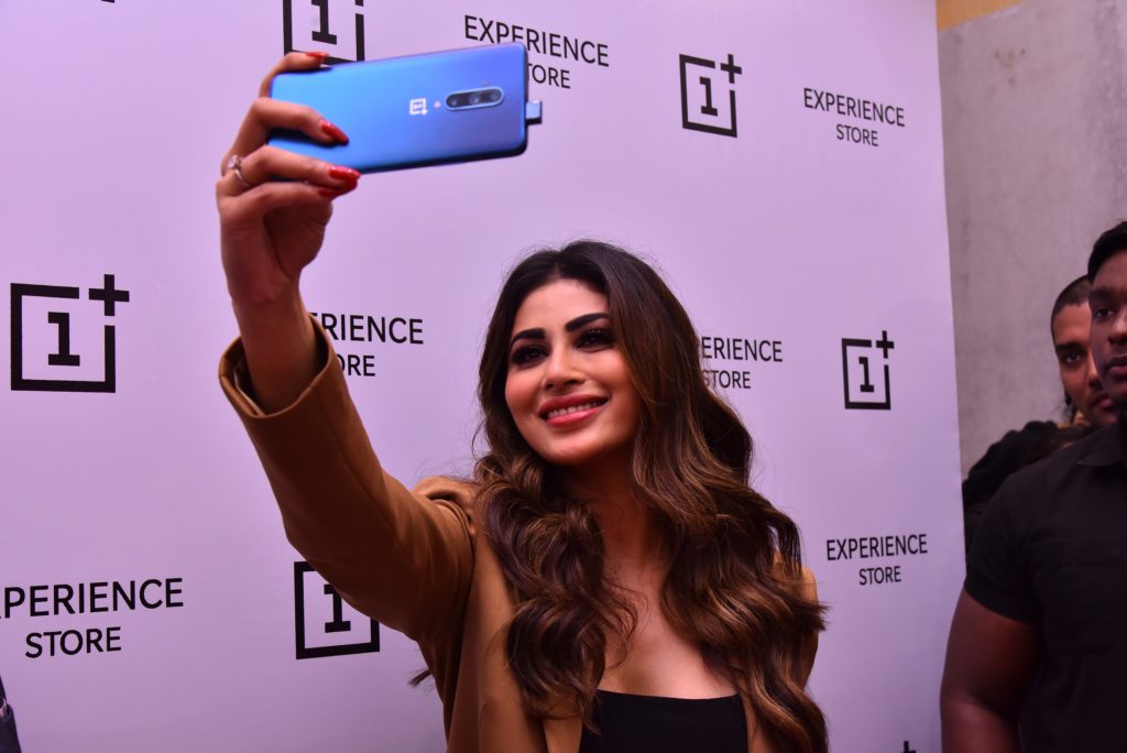 Popular Bollywood actor Mouni Roy takes a selfie at the new OnePlus Experience Store in Kolkata