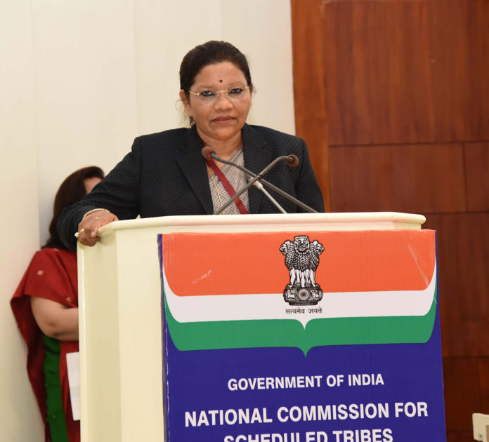 The Minister of State for Tribal Affairs, Smt. Renuka Singh addressing the gathering at the celebrations of the 16th Foundation Day of National Commission for Scheduled Tribes (NCST), in New Delhi on February 19, 2020.