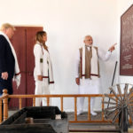 The Prime Minister, Shri Narendra Modi and the President of United States of America (USA), Mr. Donald Trump and First Lady Mrs. Melania Trump at Sabarmati Ashram, in Ahmedabad, Gujarat on February 24, 2020.