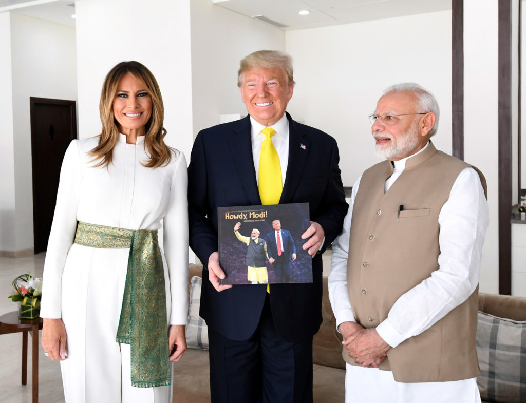 The Prime Minister, Shri Narendra Modi and the President of United States of America (USA), Mr. Donald Trump and First Lady Mrs. Melania Trump at Motera Stadium, in Ahmedabad, Gujarat on February 24, 2020.