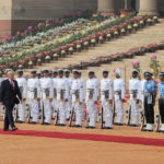 The President of United States of America (USA), Mr. Donald Trump inspecting the Guard of Honour, at the Ceremonial Reception, at Rashtrapati Bhavan, in New Delhi on February 25, 2020.