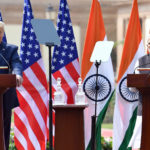 The Prime Minister, Shri Narendra Modi with the President of United States of America (USA), Mr. Donald Trump at the Joint Press Statements, at Hyderabad House, in New Delhi on February 25, 2020.