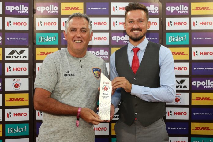 Nerijus Valskis of Chennaiyin FC is the HERO of the month for January 2020 during match 78 of the Indian Super League ( ISL ) between Chennaiyin FC and Bengaluru FC held at the Jawaharlal Nehru Stadium, Chennai, India on the 9th January 2020. Photo by: Ron Gaunt / SPORTZPICS for ISL
