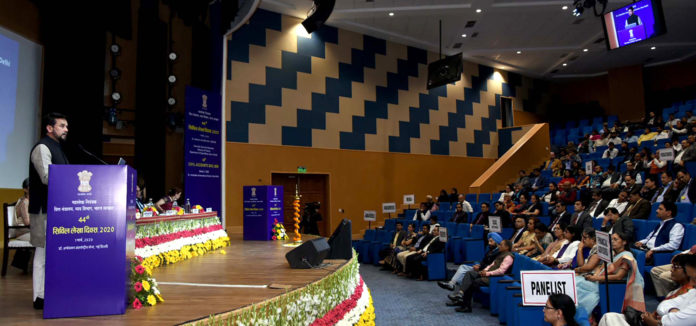 The Minister of State for Finance and Corporate Affairs, Shri Anurag Singh Thakur delivering the valedictory address at the 44th Civil Accounts Day, in New Delhi on March 01, 2020.