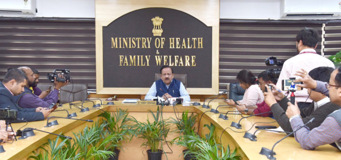 The Union Minister for Health & Family Welfare, Science & Technology and Earth Sciences, Dr. Harsh Vardhan briefing the media after the review and coordination meeting on COVID-19, in New Delhi on March 09, 2020.