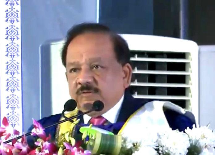 The Union Minister for Health & Family Welfare, Science & Technology and Earth Sciences, Dr. Harsh Vardhan addressing at the Convocation Ceremony of the All India Institute of Medical Sciences (AIIMS), in Rishikesh on March 14, 2020.