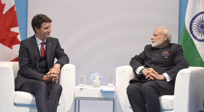 The Prime Minister, Shri Narendra Modi meeting the Prime Minister of Canada, Mr. Justin Trudeau, on the sidelines of the 12th G-20 Summit, at Hamburg, Germany on July 07, 2017