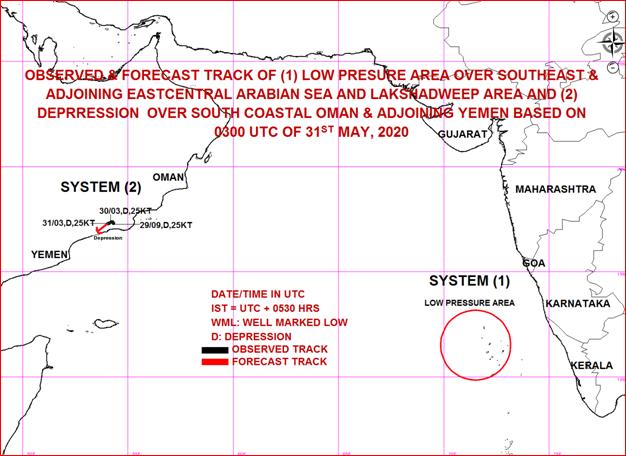 A Low pressure area has formed over southeast and adjoining eastcentral Arabian Sea and Lakshadweep area