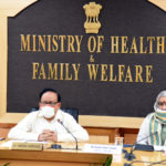 The Union Minister for Health & Family Welfare, Science & Technology and Earth Sciences, Dr. Harsh Vardhan chairing a high-level review meeting with the Lt. Governor of Delhi, Shri Anil Baijal, the Health Minister of Delhi, Shri Satyendra Jain, various District Magistrates, Commissioners & Mayors of Delhi on status, preparations & management of COVID-19 in various districts of NCT of Delhi, via video conferencing, in New Delhi on June 04, 2020. The Minister of State for Health and Family Welfare, Shri Ashwini Kumar Choubey is also seen.