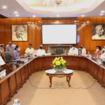 The Union Home Minister, Shri Amit Shah chairing a meeting to review the patient care in hospitals in the NCT of Delhi, in New Delhi on June 14, 2020. 	The Union Minister for Health & Family Welfare, Science & Technology and Earth Sciences, Dr. Harsh Vardhan, the Lt. Governor of Delhi, Shri Anil Baijal and the Chief Minister of Delhi, Shri Arvind Kejriwal are also seen.