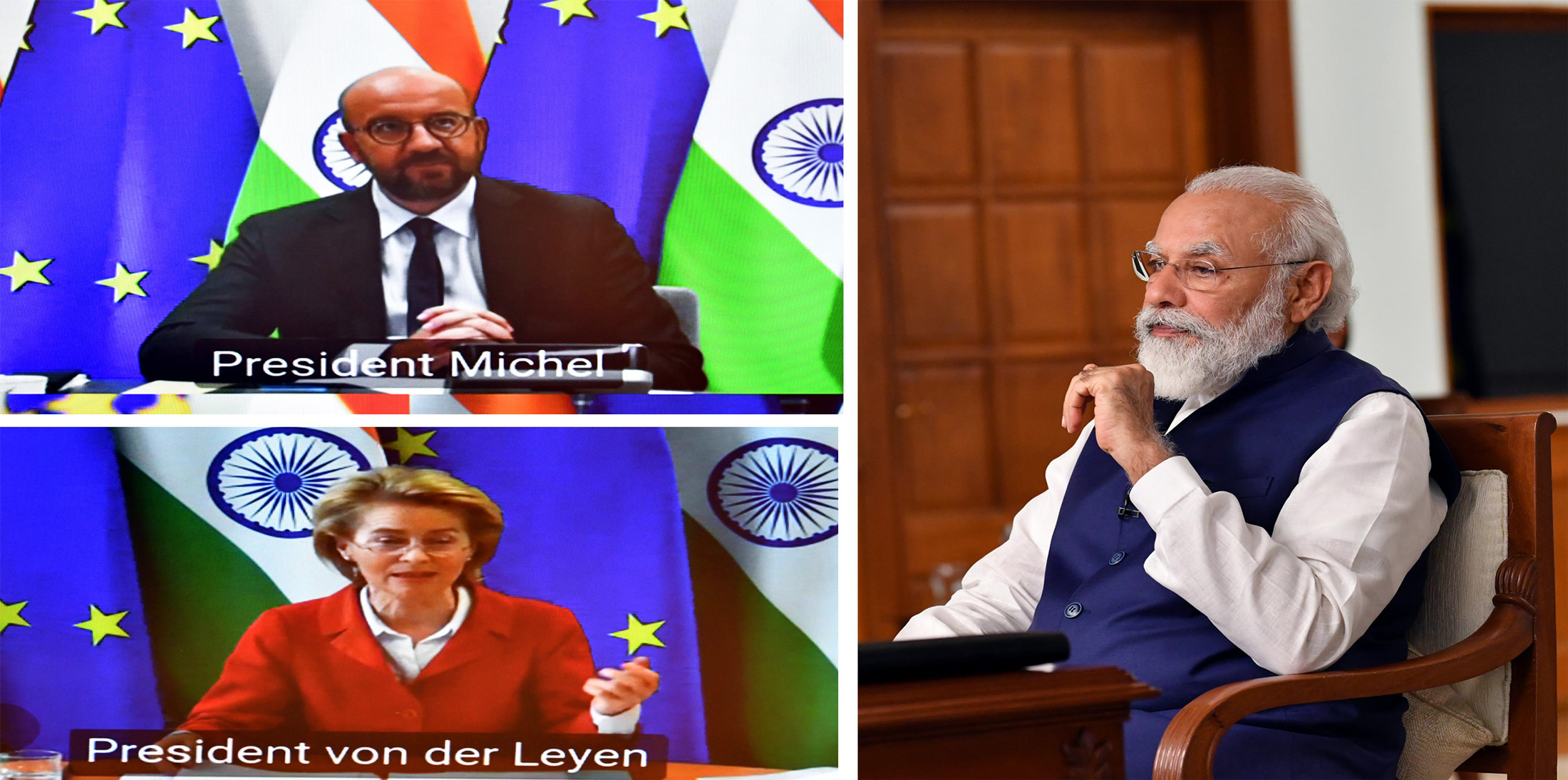 The Prime Minister, Shri Narendra Modi attends the India-EU Virtual Summit 2020, in New Delhi on July 15, 2020.