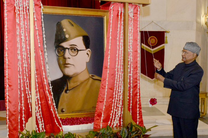 President Ramnath Kovind with Netaji Subash Chandra Bose Portrait