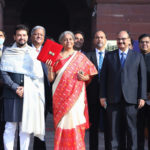 The Union Minister for Finance and Corporate Affairs, Smt. Nirmala Sitharaman departs from North Block to Rashtrapati Bhavan and Parliament House, along with the Minister of State for Finance and Corporate Affairs, Shri Anurag Singh Thakur and the senior officials to present the General Budget 2021-22, in New Delhi on February 01, 2021.