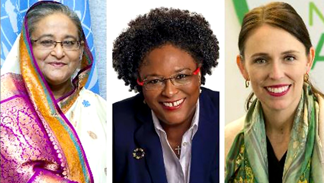 Picture:-From Left - Prime Minister Sheikh Hasina, New Zealand Prime Minister Jacinda Arden and Barbados Prime Minister Mia Amor Mottley Collected
