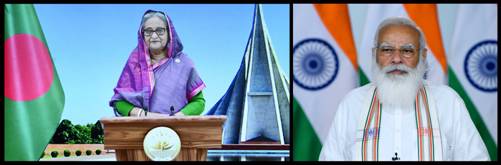 Indian PM Modi and Bangladesh PM Sheikh Hasina