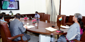 The Union Minister for Finance and Corporate Affairs, Smt. Nirmala Sitharaman participates in the 103rd Meeting of the Development Committee Plenary, through video conferencing, in New Delhi on April 09, 2021.
