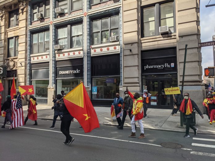 A protest against "Tigray Genocide" on March 26, 2021 in New York, NY. By Wikipedia