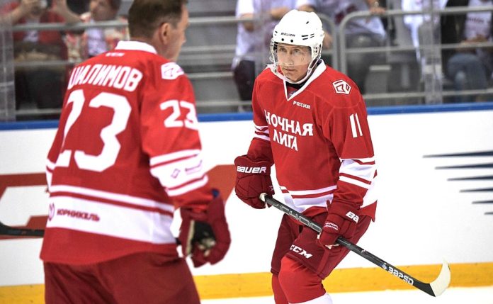 Vladimir Putin Playing Ice Hockey 2018