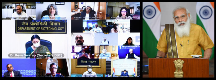 The Prime Minister, Shri Narendra Modi chairing a meeting of the Council of Scientific and Industrial Research (CSIR) Society, through video conferencing, in New Delhi on June 04, 2021.