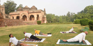 Yoga remains ray of hope in Covid-hit world, says PM Modi People perform Yoga, on the occasion of the 7th International Day of Yoga 2021, at Lodhi Garden, in New Delhi on June 21, 2021.
