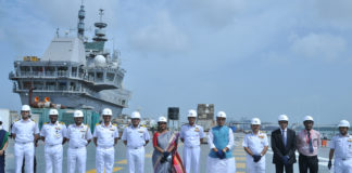 Defense Minister reviews progress of construction of first Indigenous Aircraft Carrier at Kochi The Union Minister for Defence, Shri Rajnath Singh at Kochi Naval Base during the review of construction of first Indigenous Aircraft Carrier, in Kochi on June 25, 2021. The Chief of Naval Staff, Admiral Karambir Singh is also seen.