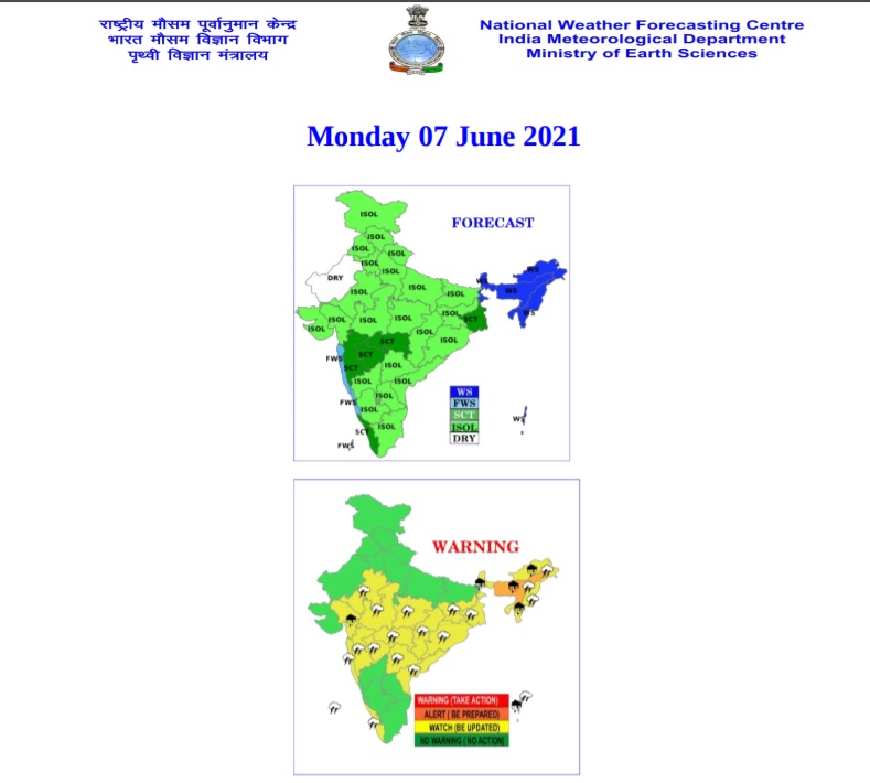 Low pressure over Bay of Bengal 07 Jun 2021