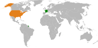USA France on World Map