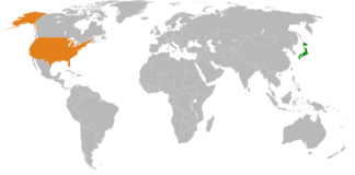 USA - JAPAN on World Map
