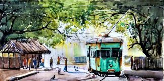 Calcutta Tram - Ode to the 1990s Calcutta - Artwork Avanish Trivedi By Wikipedia