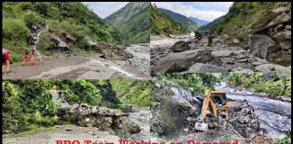 BRO team of 80 personnel working round the clock to restore connectivity at flood hit Dharchula in Uttarakhand Dharchula BRO Working for Road Works