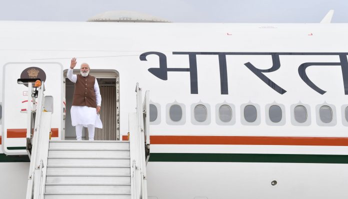 The Prime Minister, Shri Narendra Modi emplanes for USA from New Delhi on September 22, 2021.